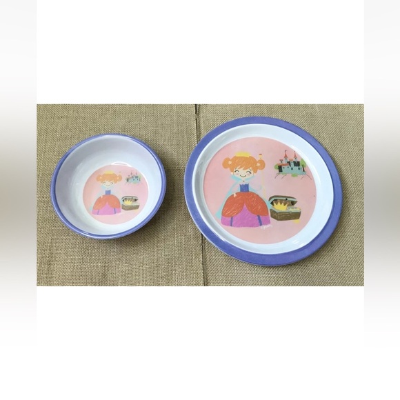 Citrus Grove Princess Castle Melamine Plate And Bowl Set Whimsical Fairy Tale - Picture 1 of 3